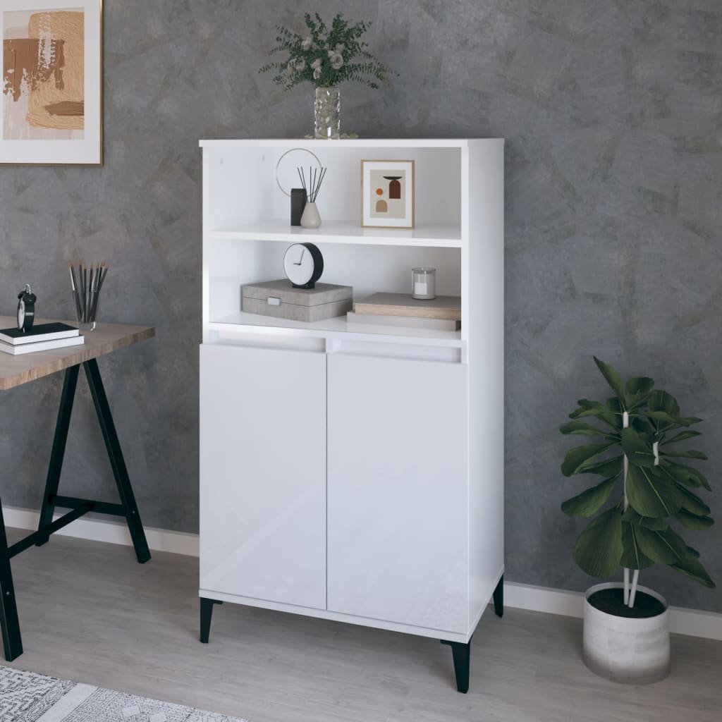 Visoka komoda sjajna bijela 60x36x110 cm od konstruiranog drva