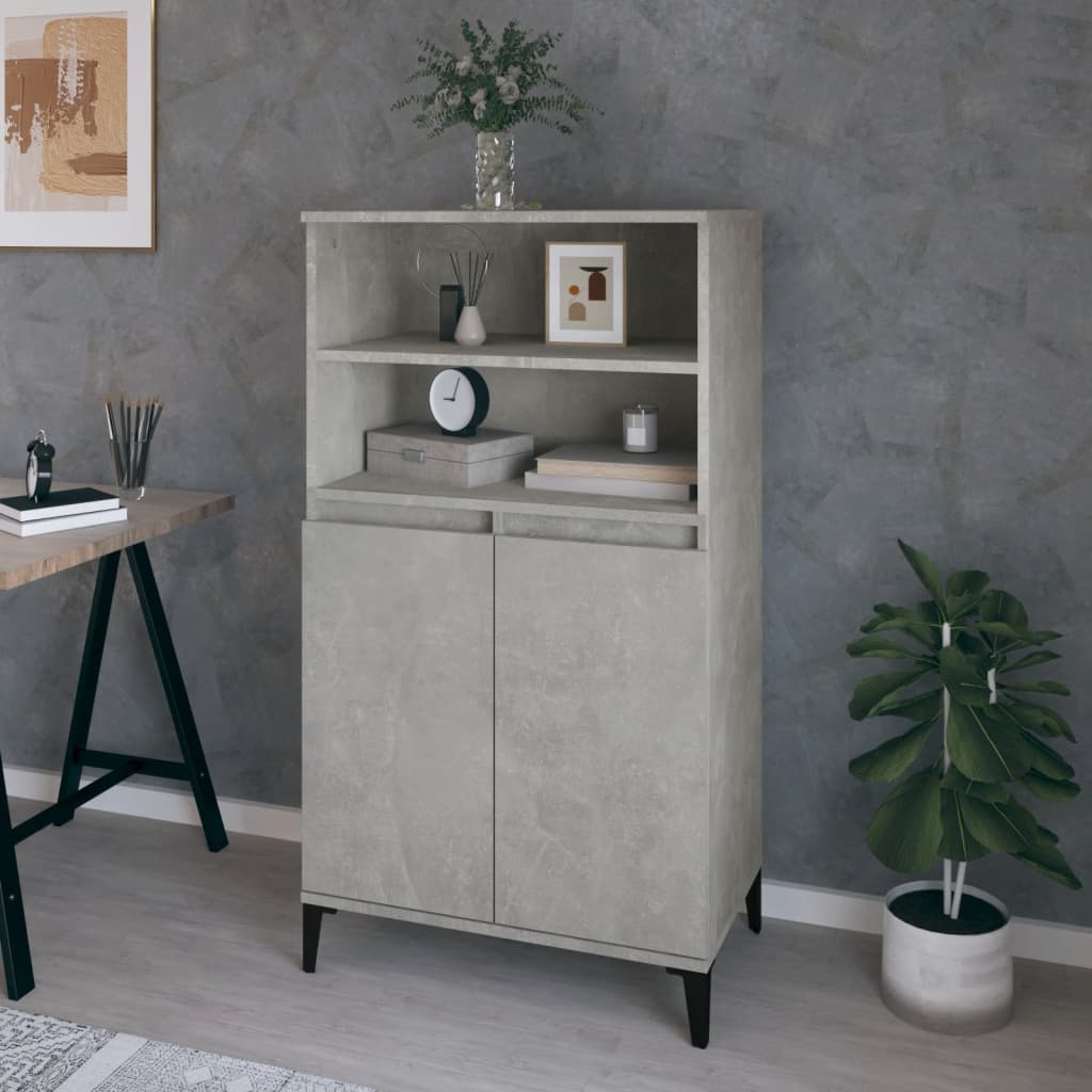 Visoka komoda siva betona 60x36x110 cm od konstruiranog drva