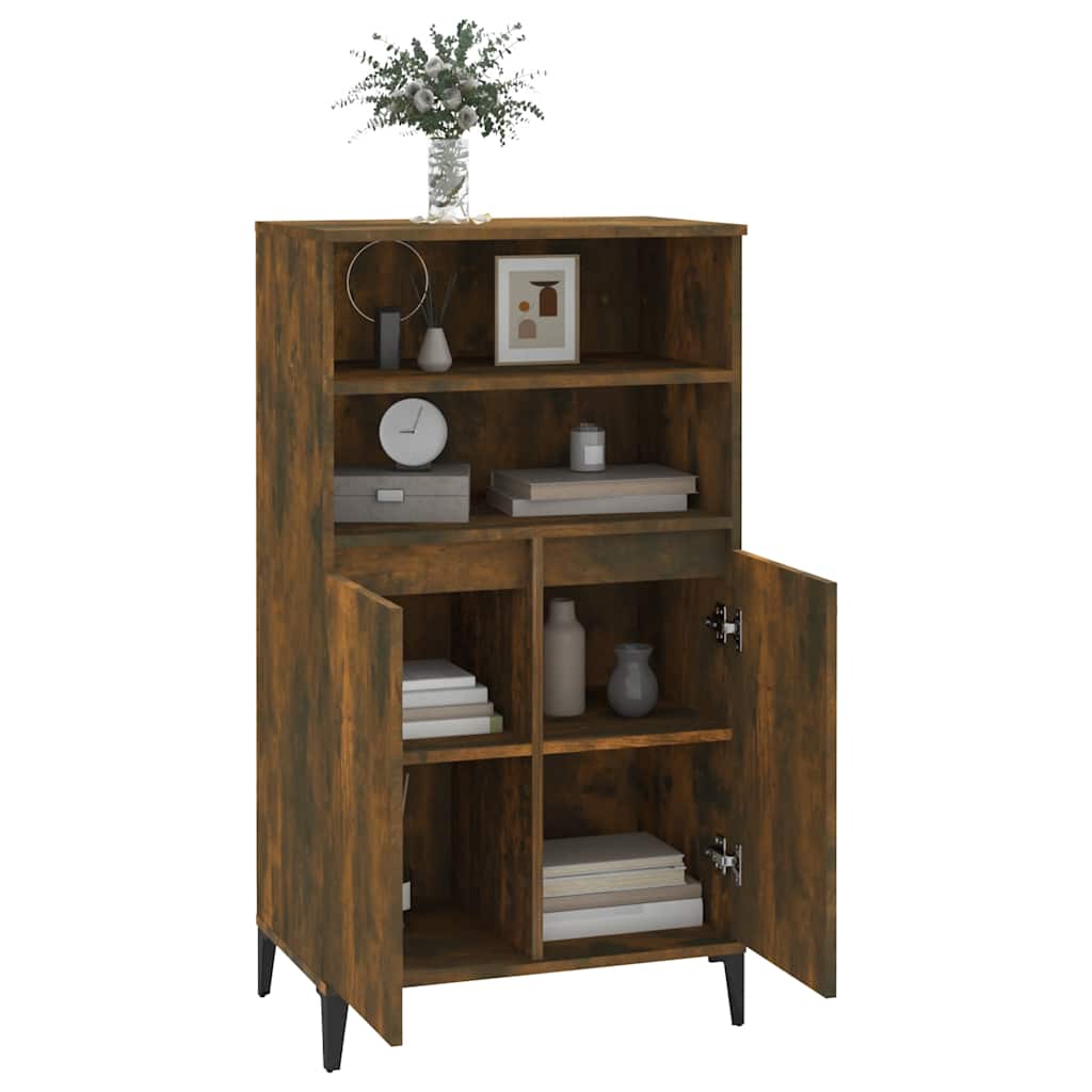 Visoka komoda dimljenog hrasta 60x36x110 cm konstruiranog drva