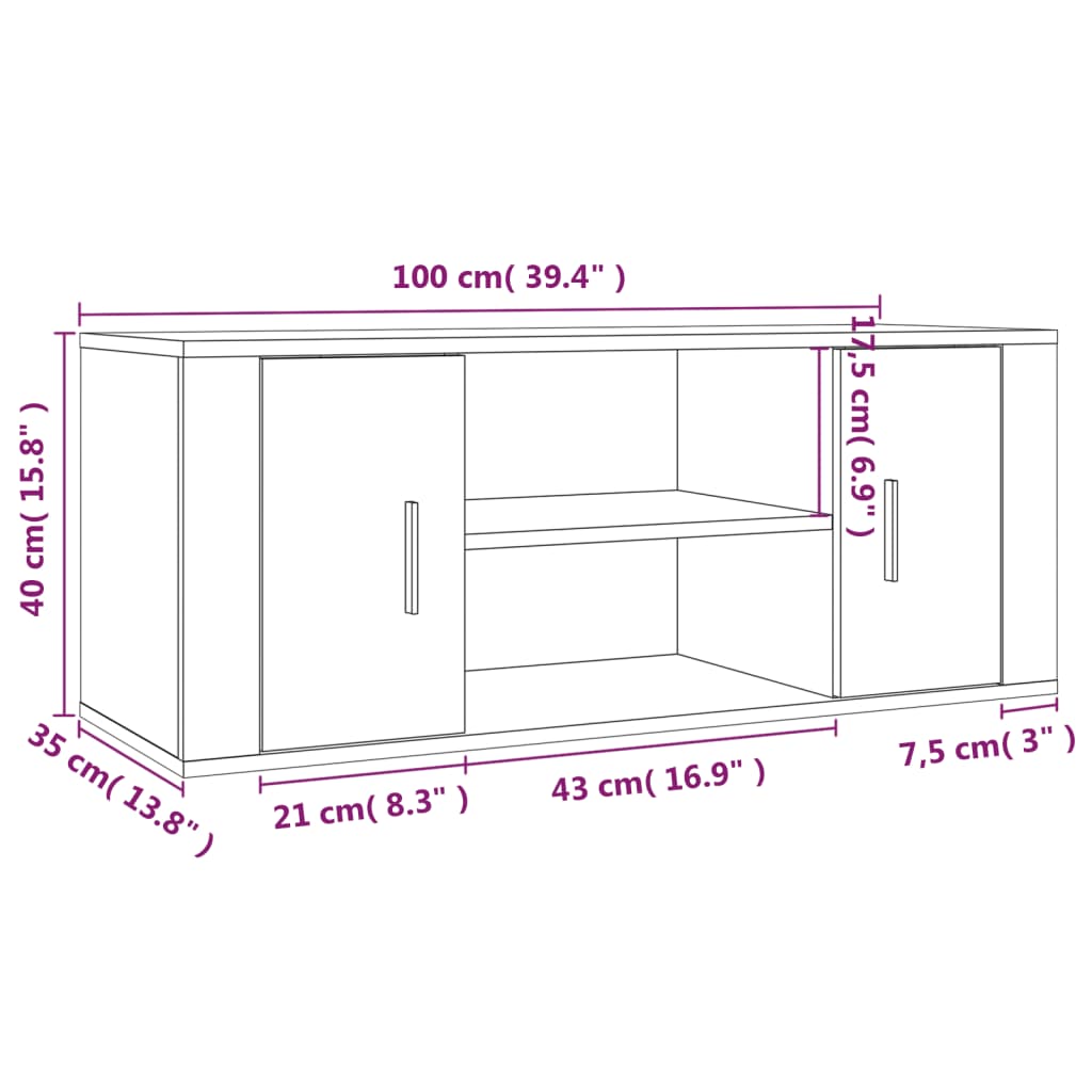 TV ormarić beton sivi 100 x 35 x 40 cm od konstruiranog drva