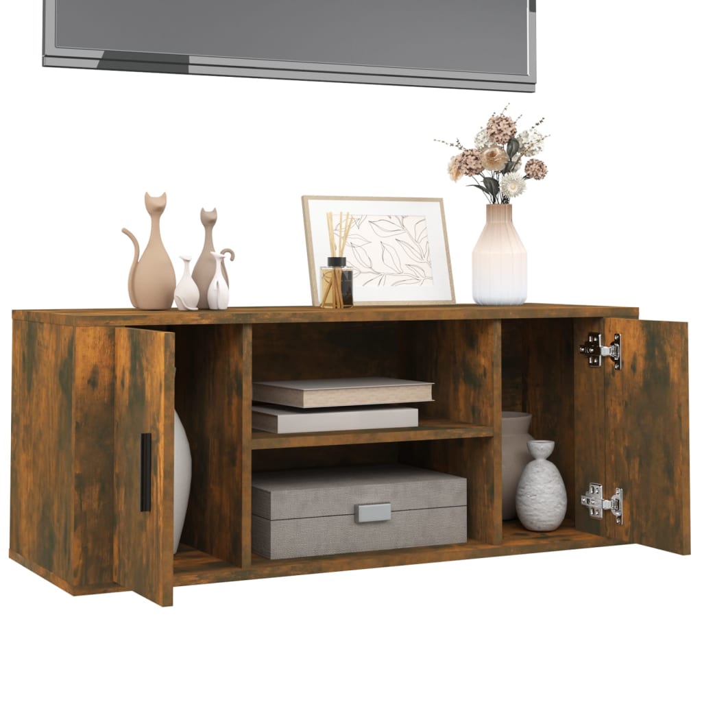 TV ormarić boja dimljenog hrasta 100x35x40 cm konstruirano drvo
