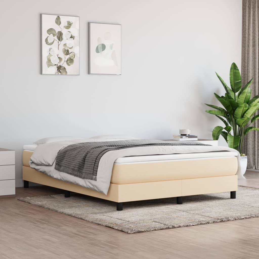 Okvir za krevet s oprugom krem 140 x 190 cm od tkanine