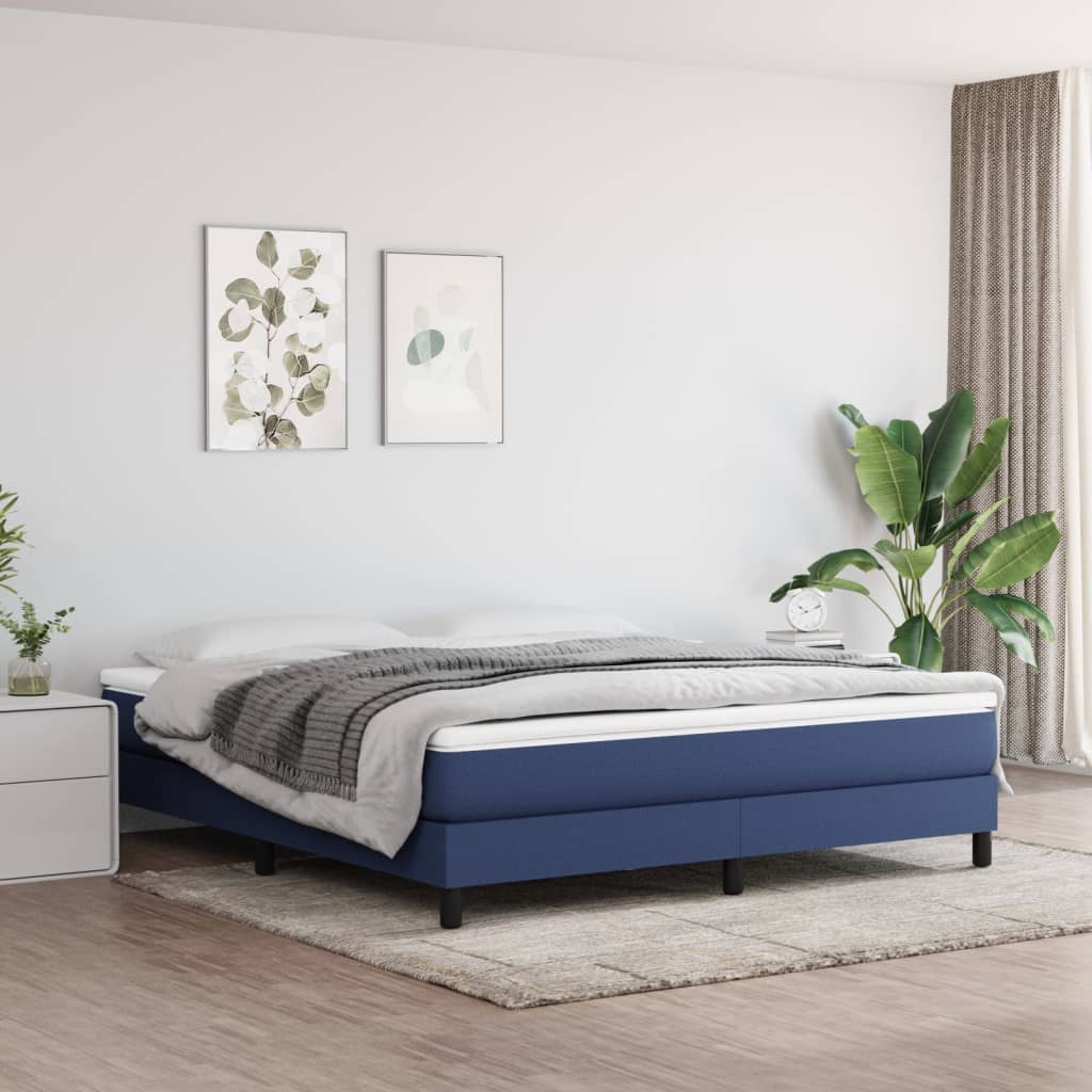 Okvir za krevet s oprugom plavi 180x200 cm od tkanine