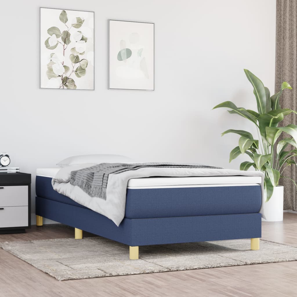 Okvir za krevet s oprugom plava 90x190cm od tkanine