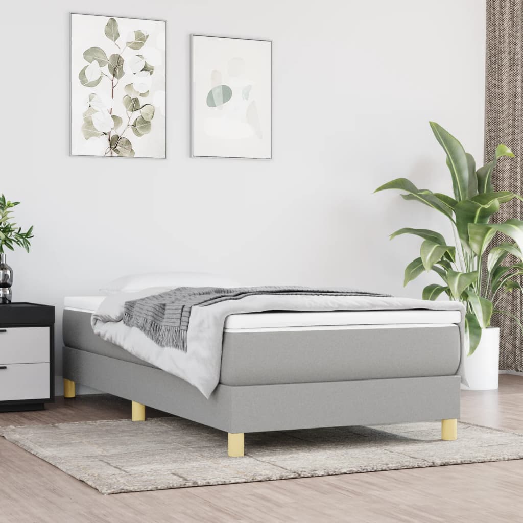Okvir za krevet s oprugom svjetlosivi 100x200 cm od tkanine