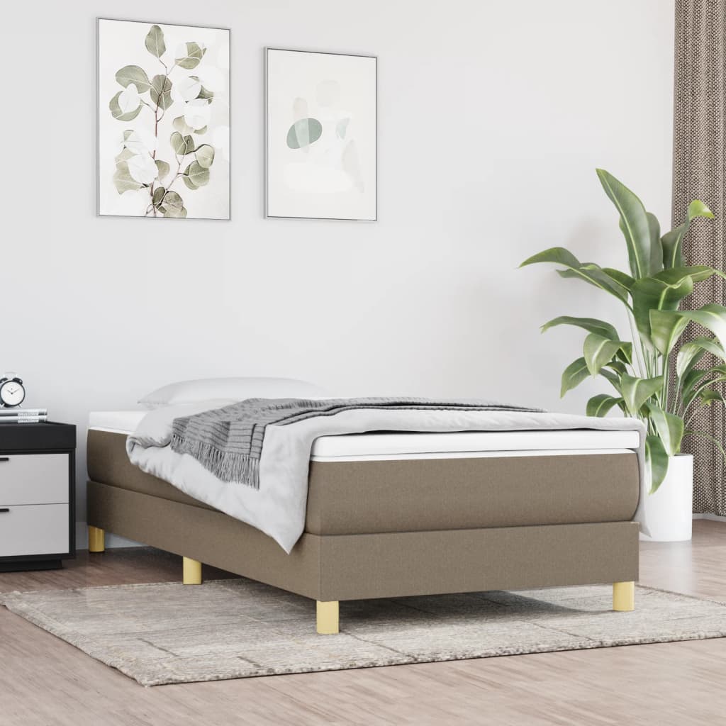 Okvir za krevet s oprugom smeđesivi 100 x 200 cm od tkanine