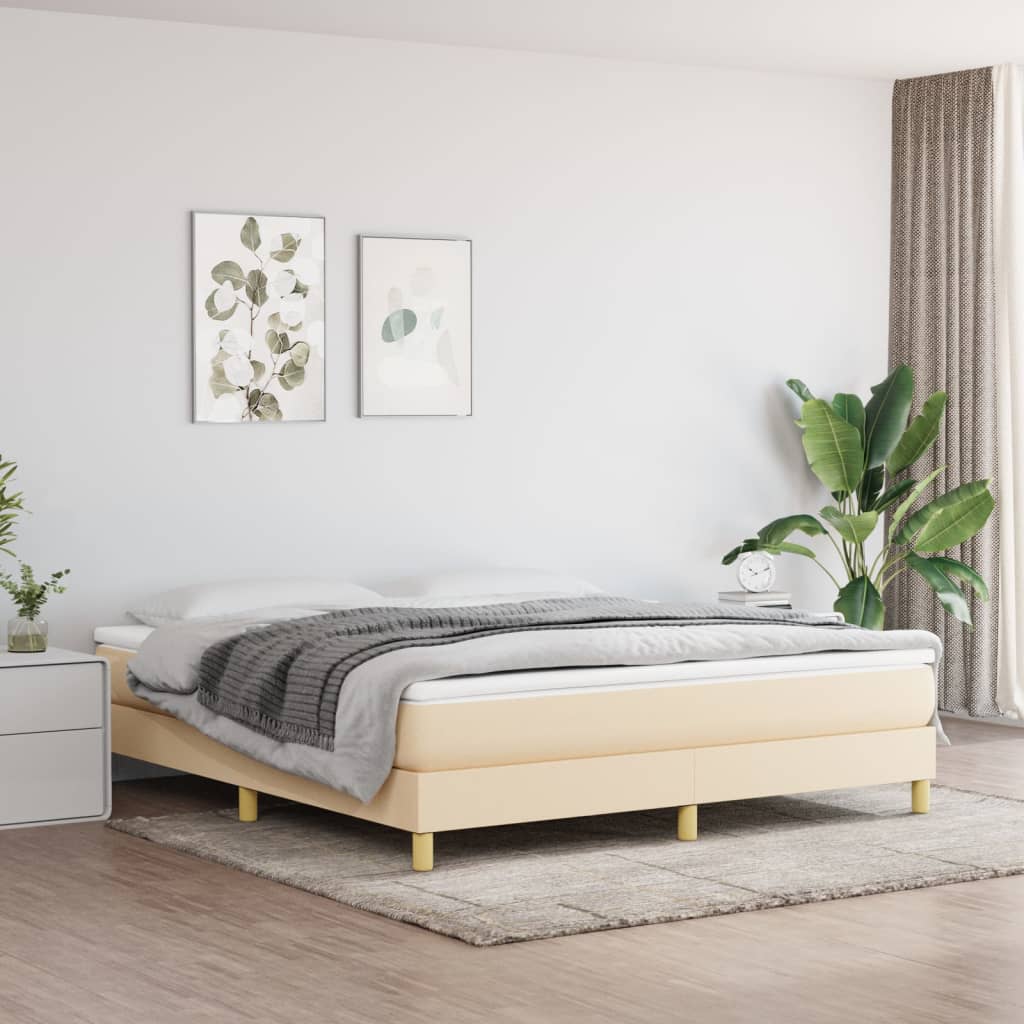 Okvir za krevet s oprugom krem 180 x 200 cm od tkanine