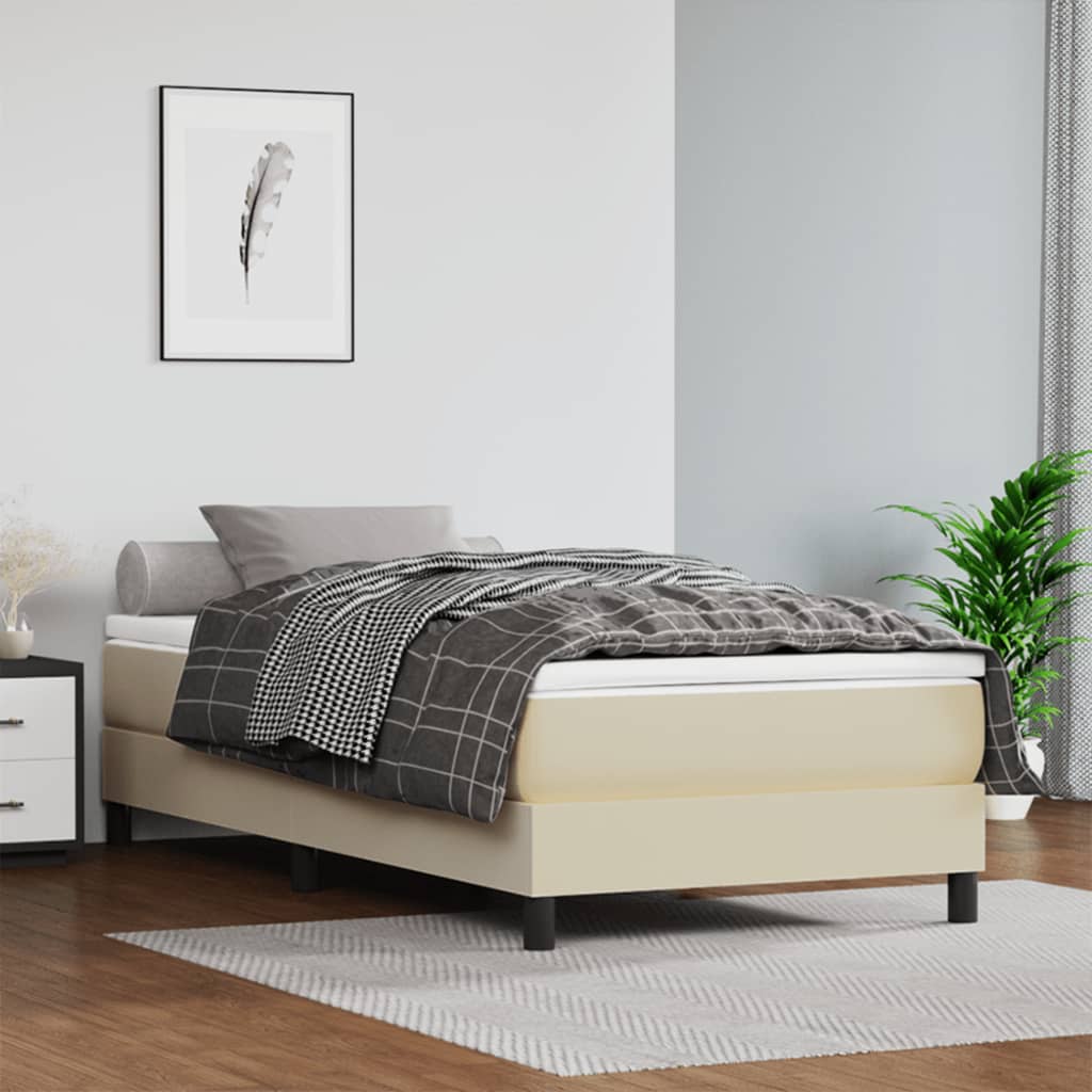 Okvir za krevet s oprugom krem 80 x 200 cm od umjetne kože