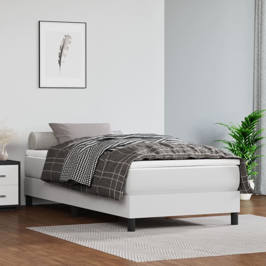 Okvir za krevet s oprugom bijela 90x200 cm od umjetne kože