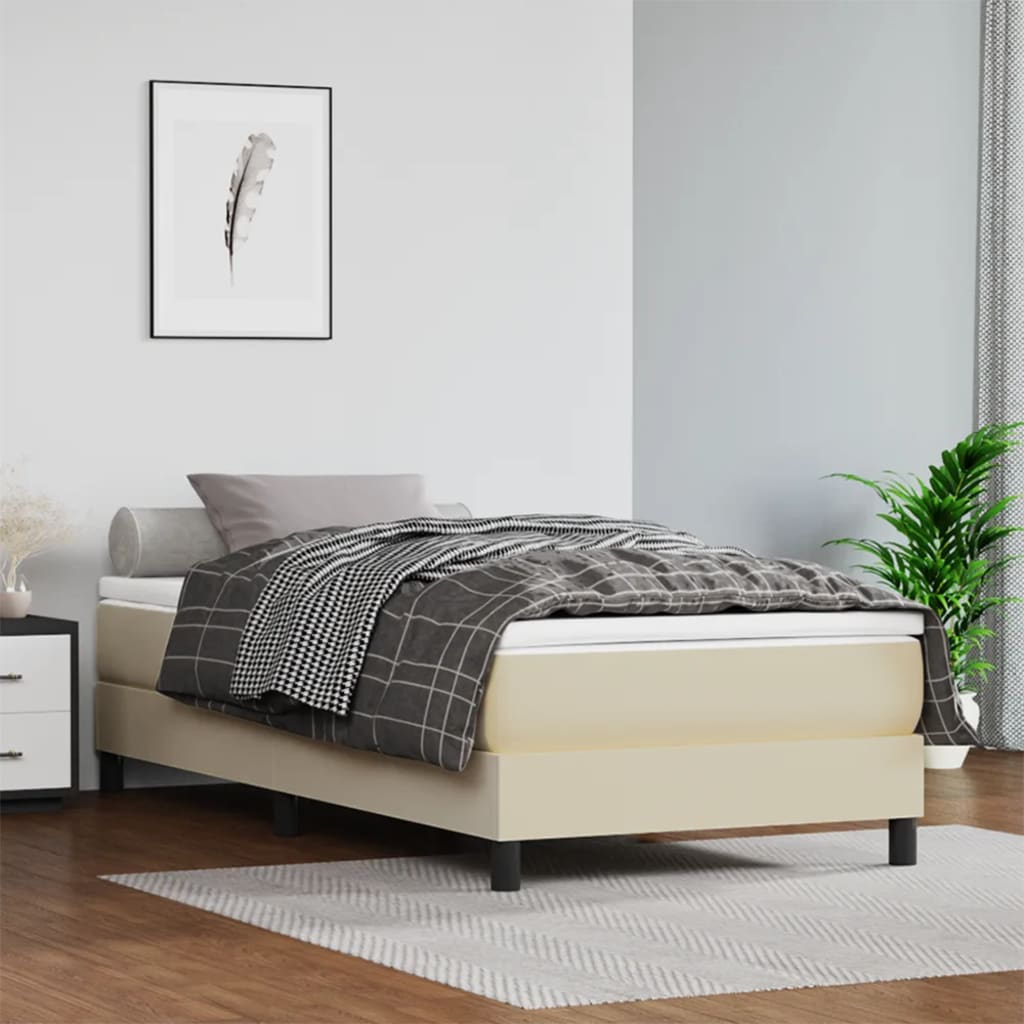 Okvir za krevet s oprugom krem 90x200 cm od umjetne kože