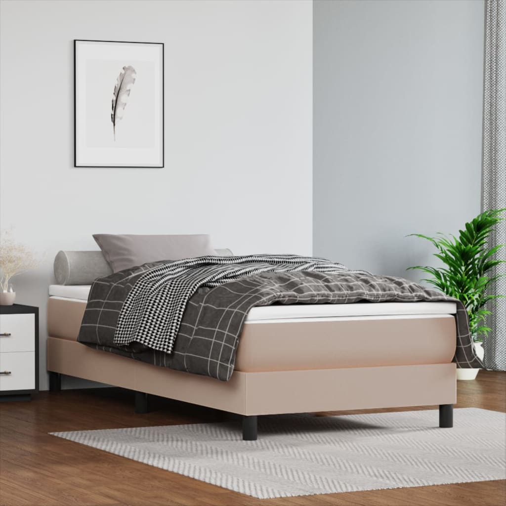 Okvir za krevet s oprugom boja cappuccina 90x200 cm od umjetne kože