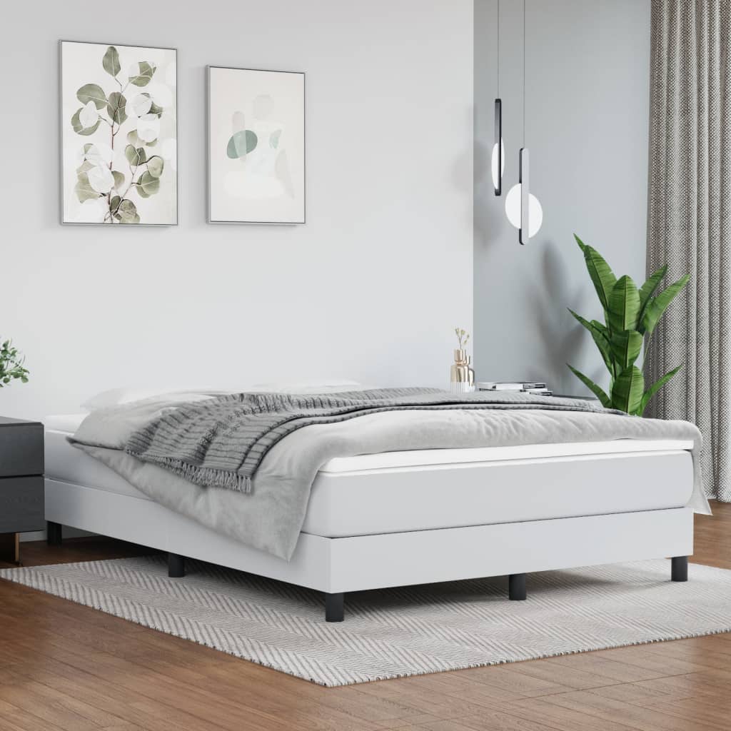 Okvir za krevet s oprugom bijela 140x190 cm od umjetne kože