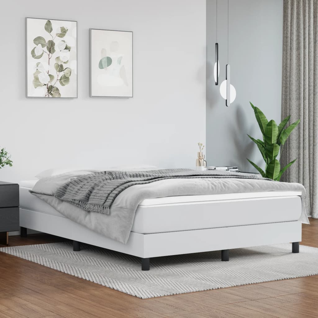 Okvir za krevet s oprugom bijela 140x200 cm od umjetne kože