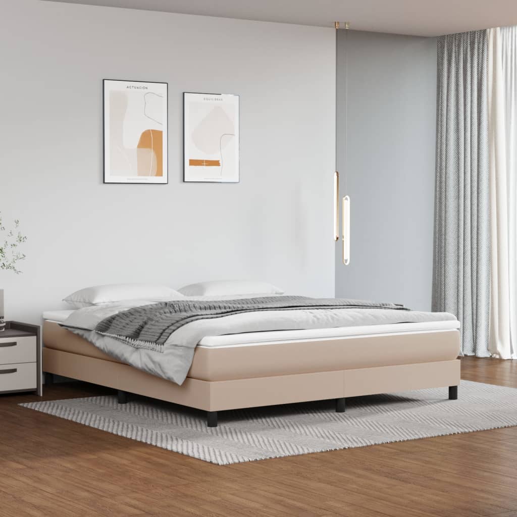 Okvir za krevet s oprugom boja cappuccina 160x200cm umjetna koža