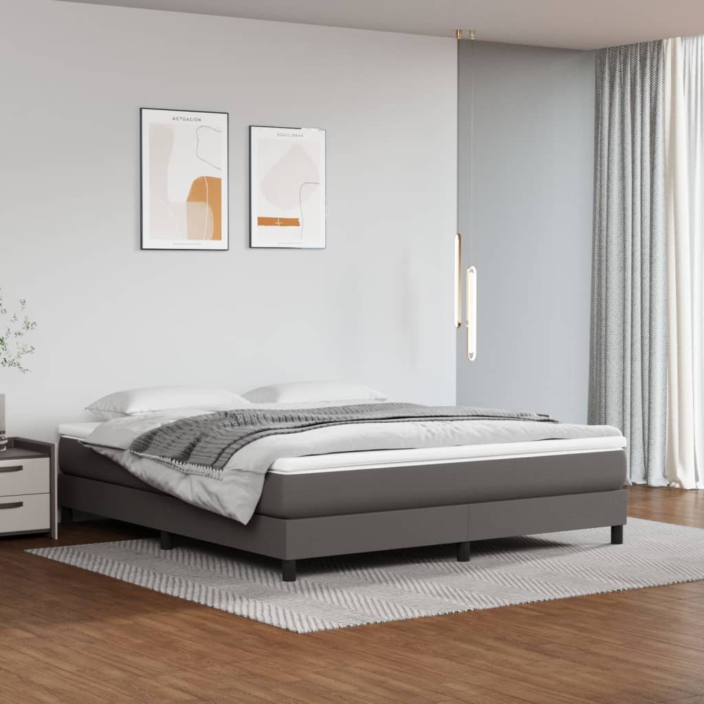 Okvir za krevet s oprugom sivi 180x200 cm od umjetne kože