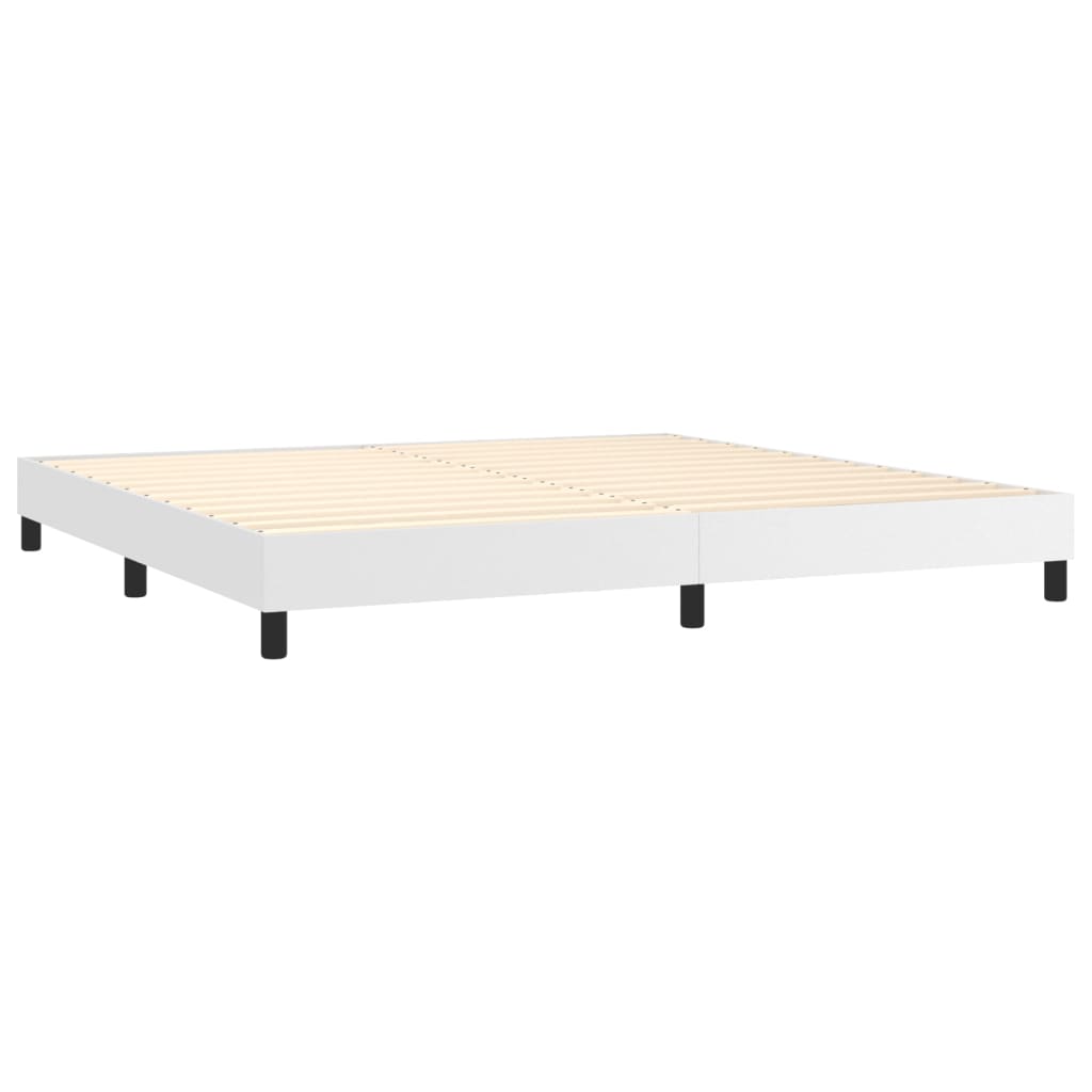 Okvir za krevet s oprugom bijela 200x200 cm od umjetne kože
