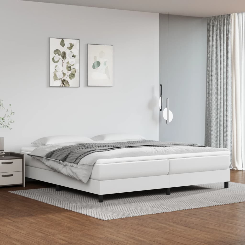 Okvir za krevet s oprugom bijela 200x200 cm od umjetne kože