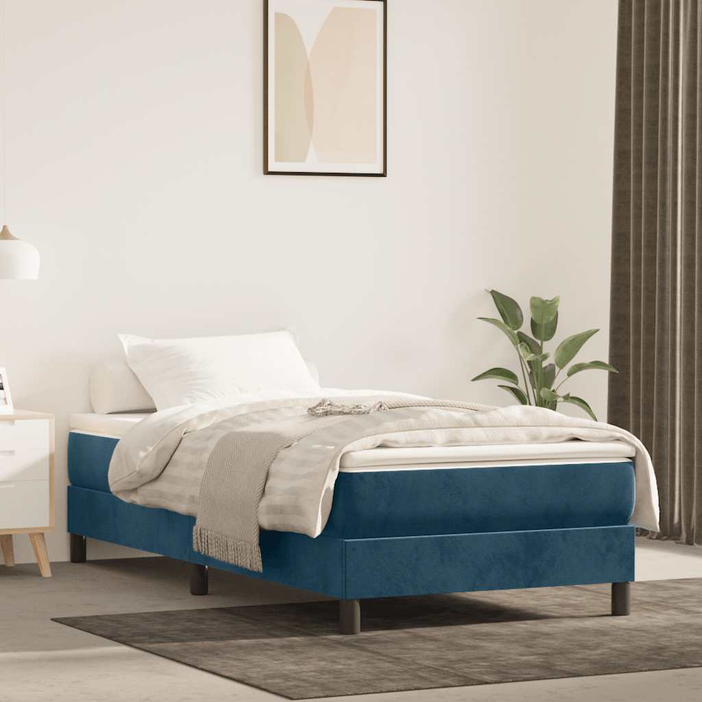Okvir za krevet s oprugom tamnoplavi 90x190 cm baršunasti