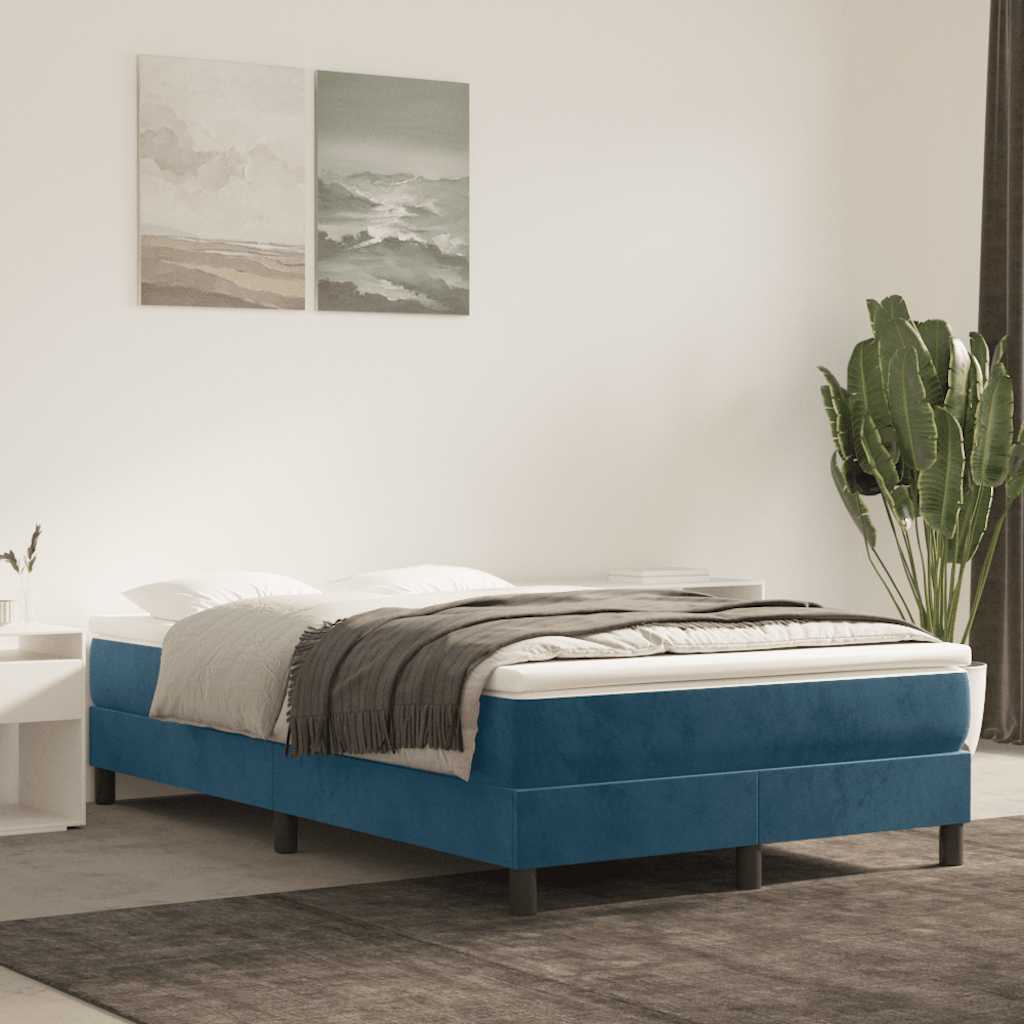 Okvir za krevet s oprugom tamnoplavi 120 x 200 cm baršunasti