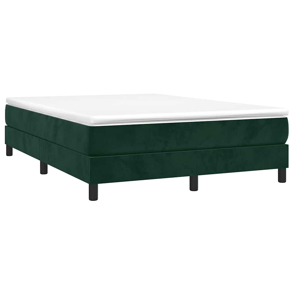 Okvir za krevet s oprugom tamnozeleni 140x190 cm baršunasti