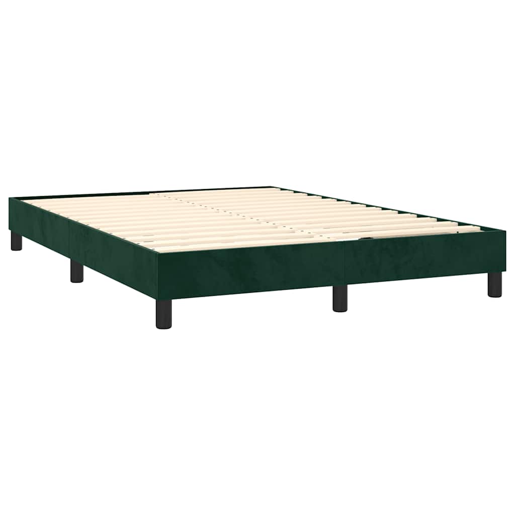 Okvir za krevet s oprugom tamnozeleni 140x190 cm baršunasti