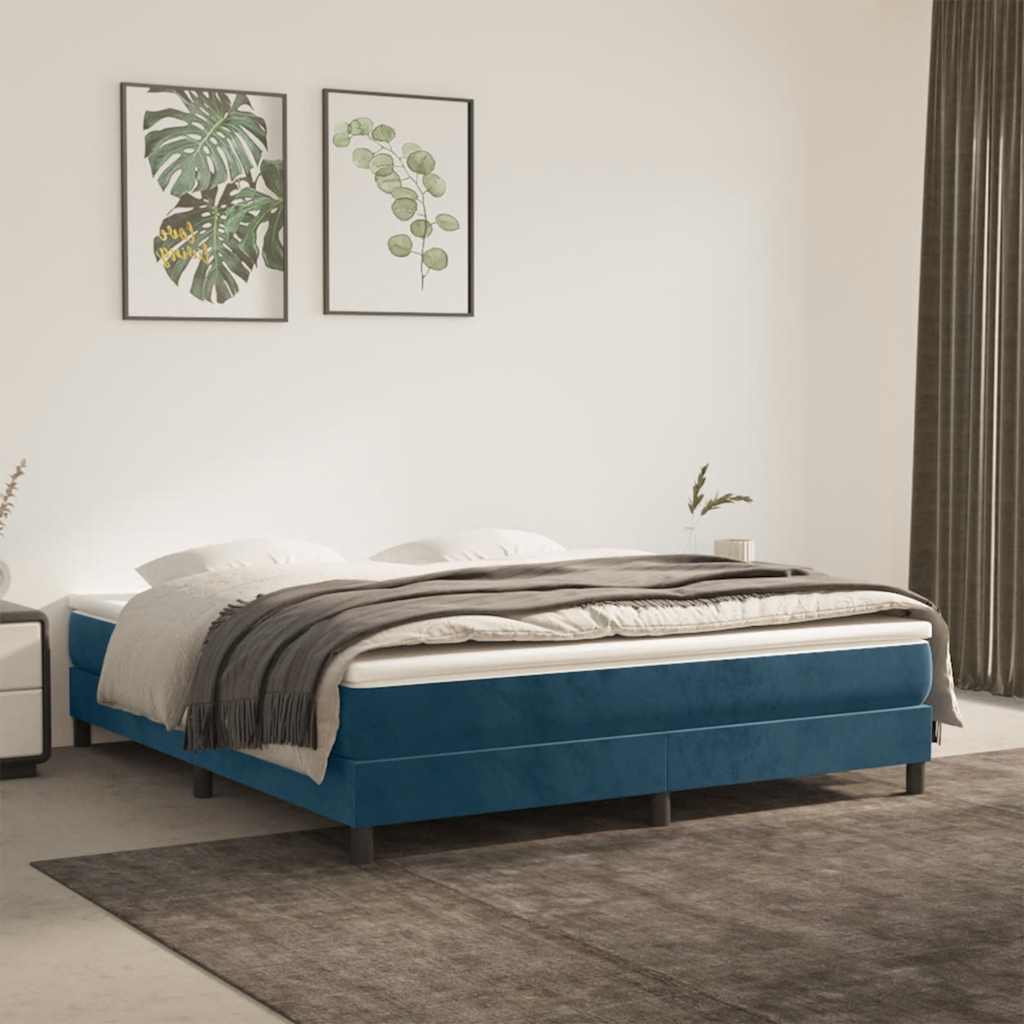 Okvir za krevet s oprugom tamnoplavi 180x200 cm baršunasti