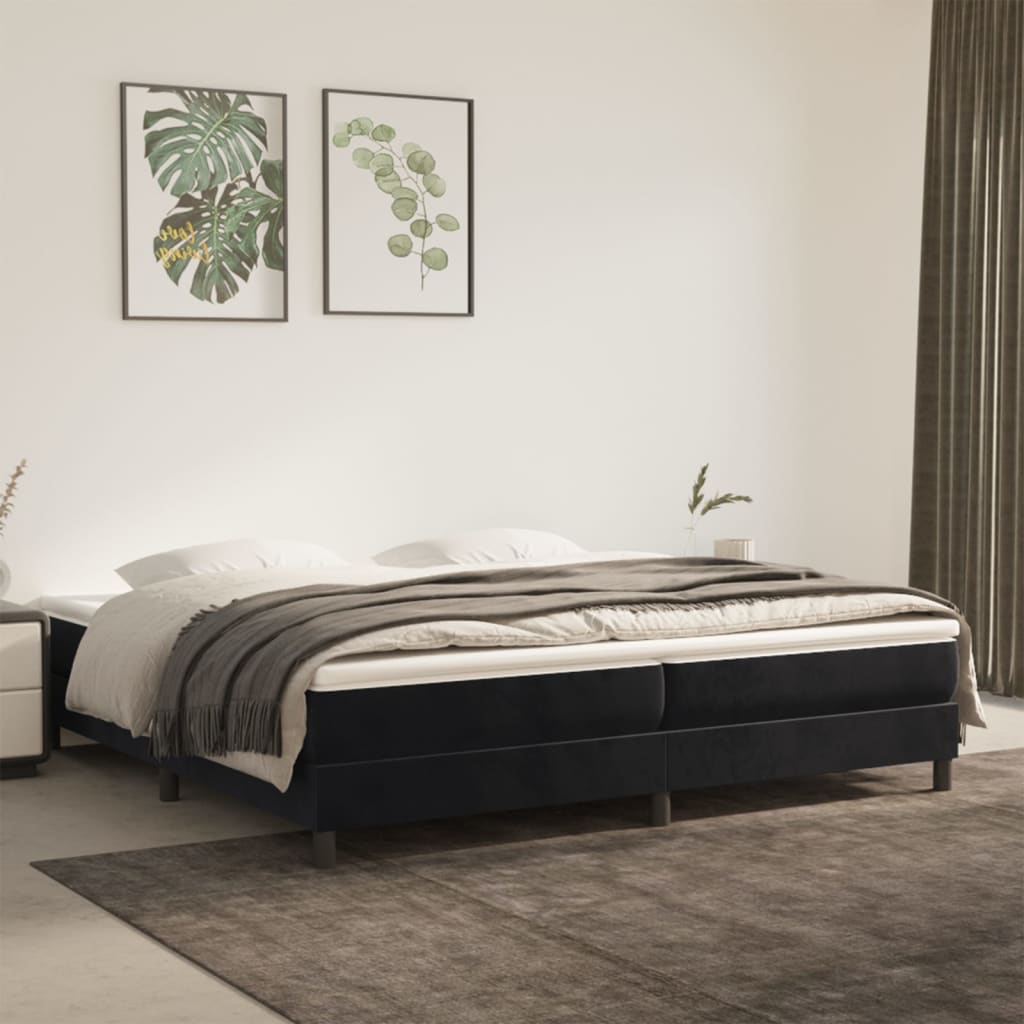 Okvir za krevet s oprugom crni 200x200 cm baršunasti