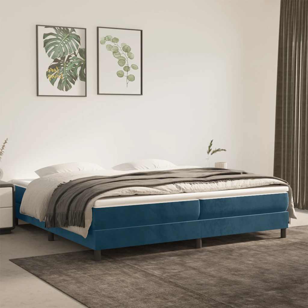 Okvir za krevet s oprugom tamnoplavi 200x200 cm baršunasti