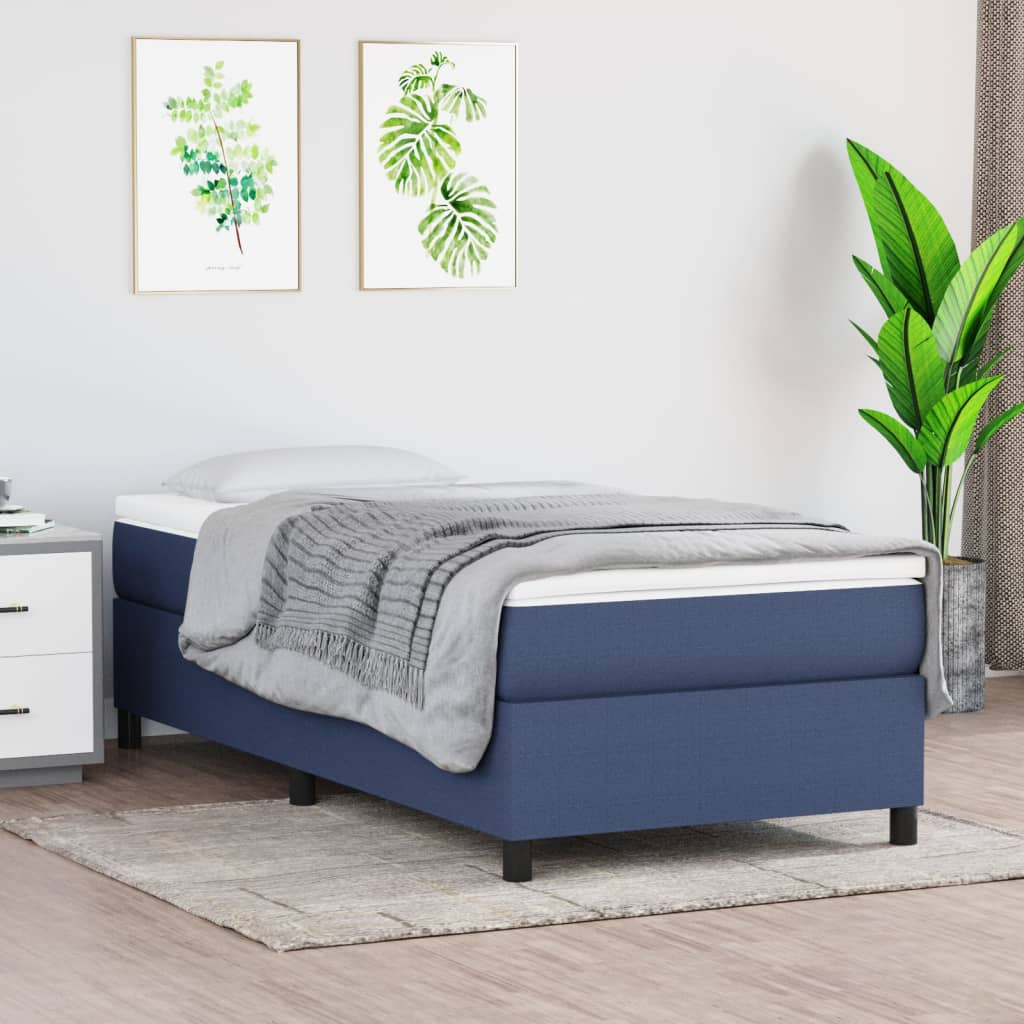Okvir za krevet s oprugom plava 90x190cm od tkanine