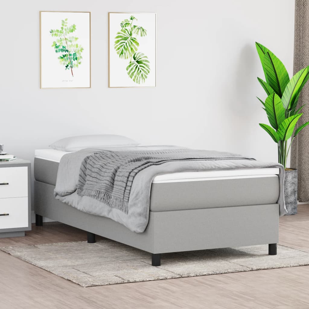 Okvir za krevet s oprugom svjetlosivi 100x200 cm od tkanine