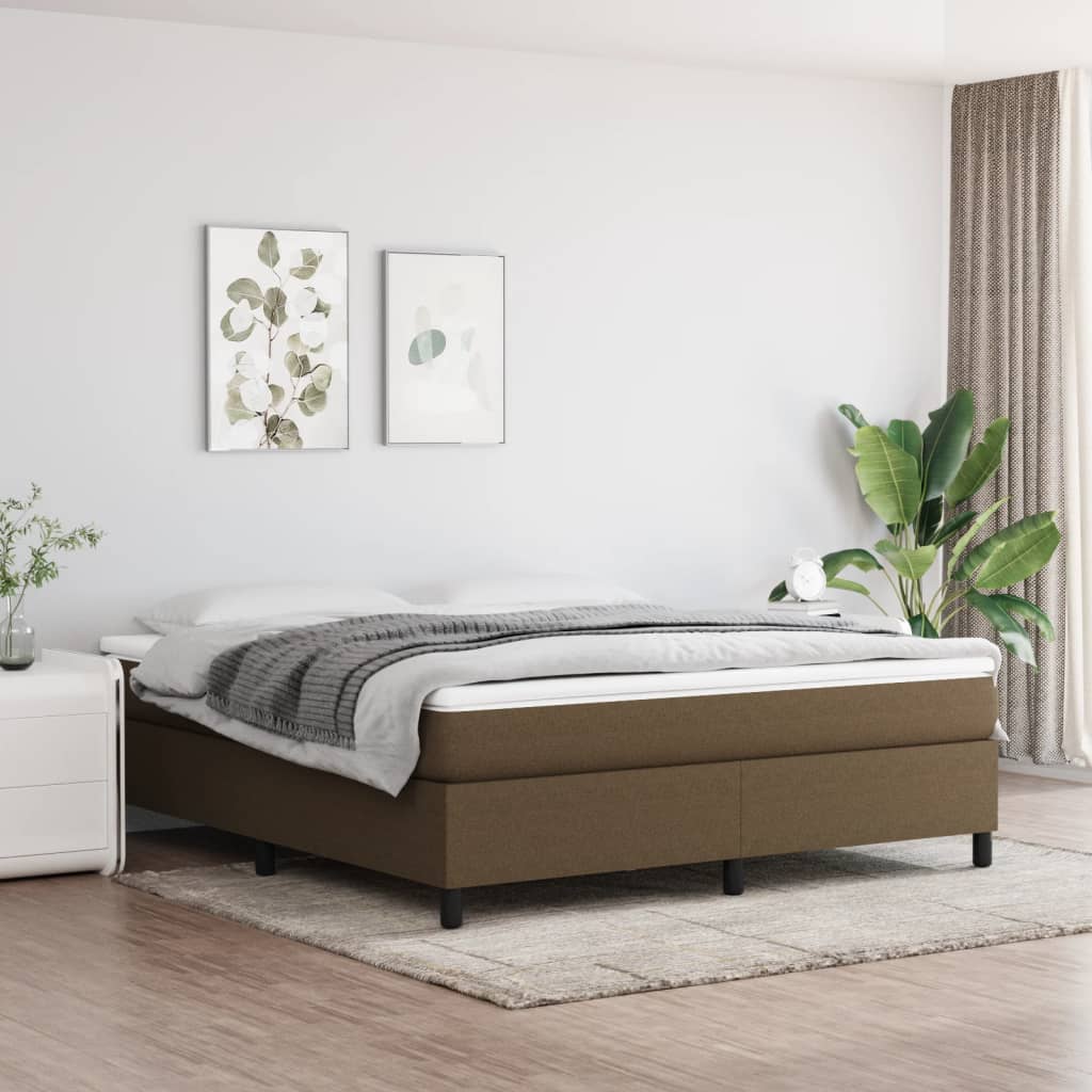 Okvir za krevet s oprugom tamnosmeđi 160x200 cm od tkanine