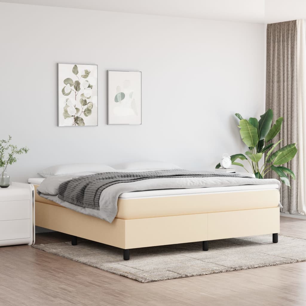 Okvir za krevet s oprugom krem 160x200 cm od tkanine