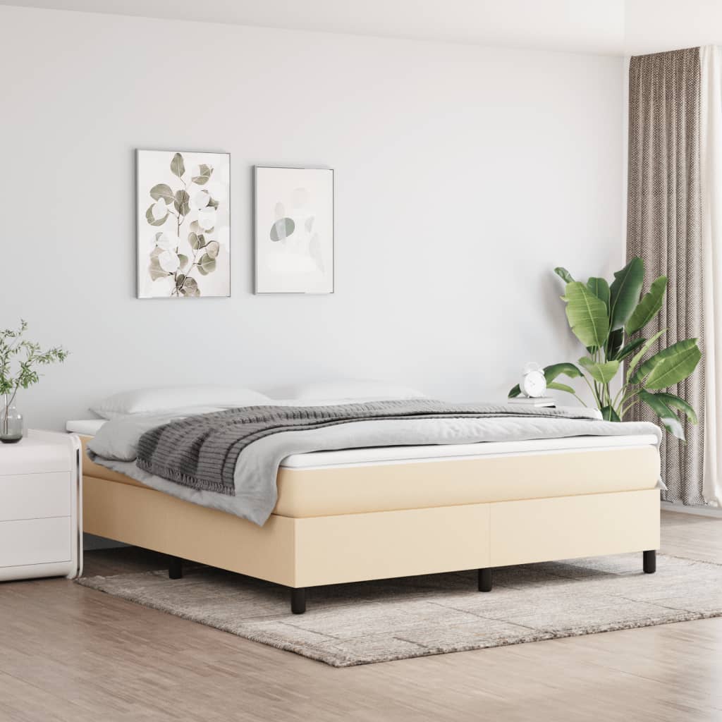 Okvir za krevet s oprugom krem 180 x 200 cm od tkanine