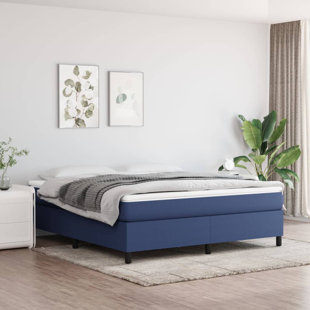 Okvir za krevet s oprugom plavi 180x200 cm od tkanine