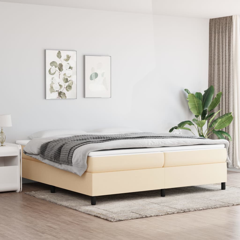 Okvir za krevet s oprugom krem 200x200 cm od tkanine