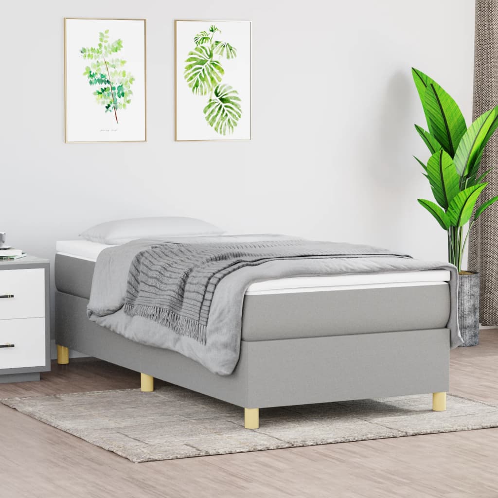 Okvir za krevet s oprugom svjetlosivi 80x200 cm od tkanine