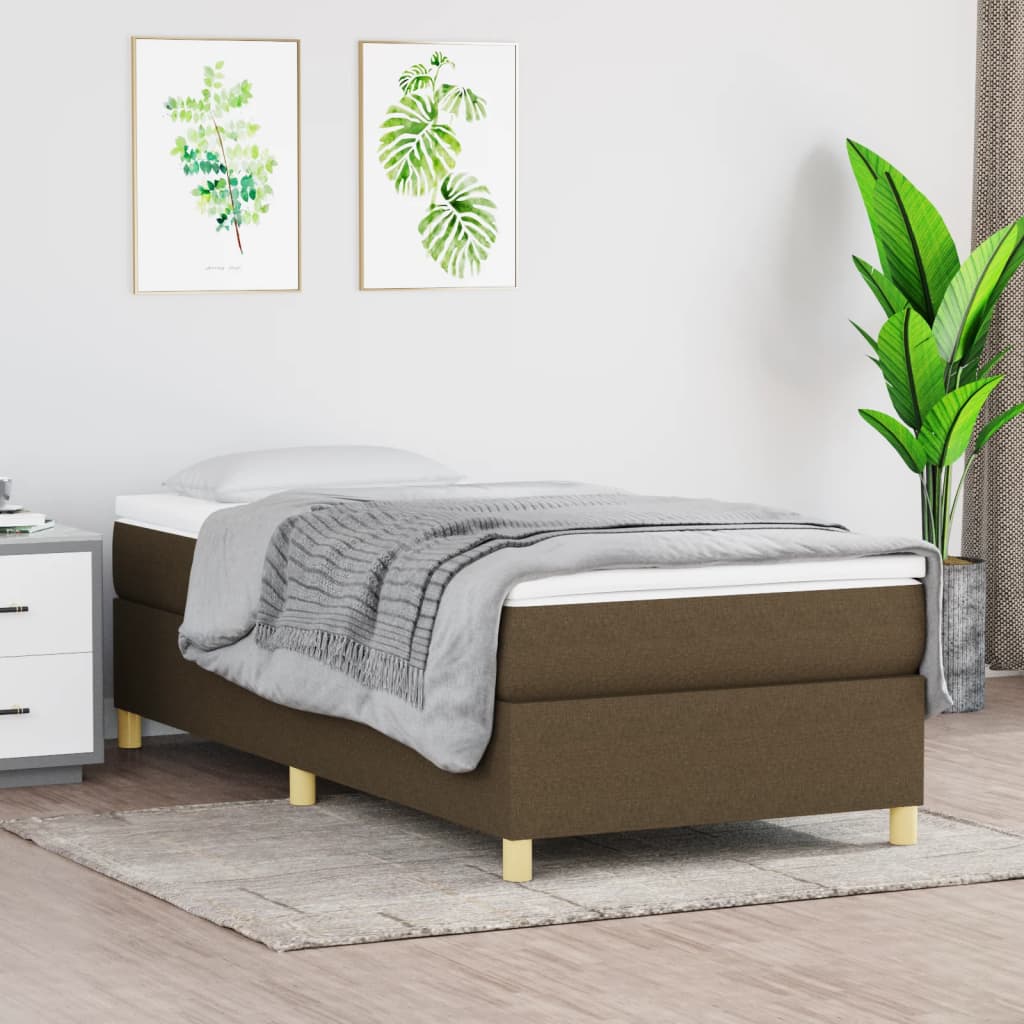 Okvir za krevet s oprugom tamnosmeđi 80x200 cm od tkanine