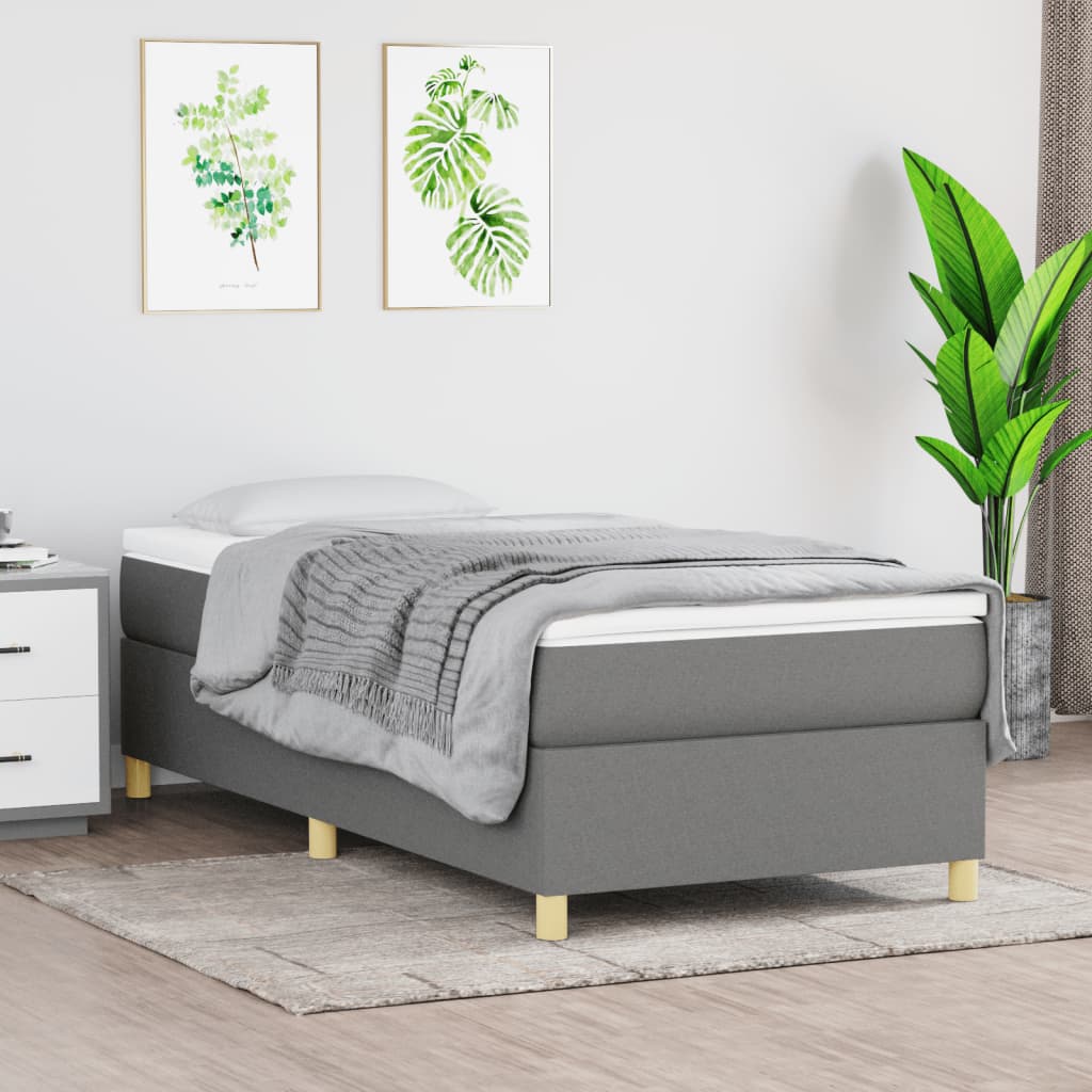 Okvir za krevet s oprugom tamnosivi 90x200 cm od tkanine