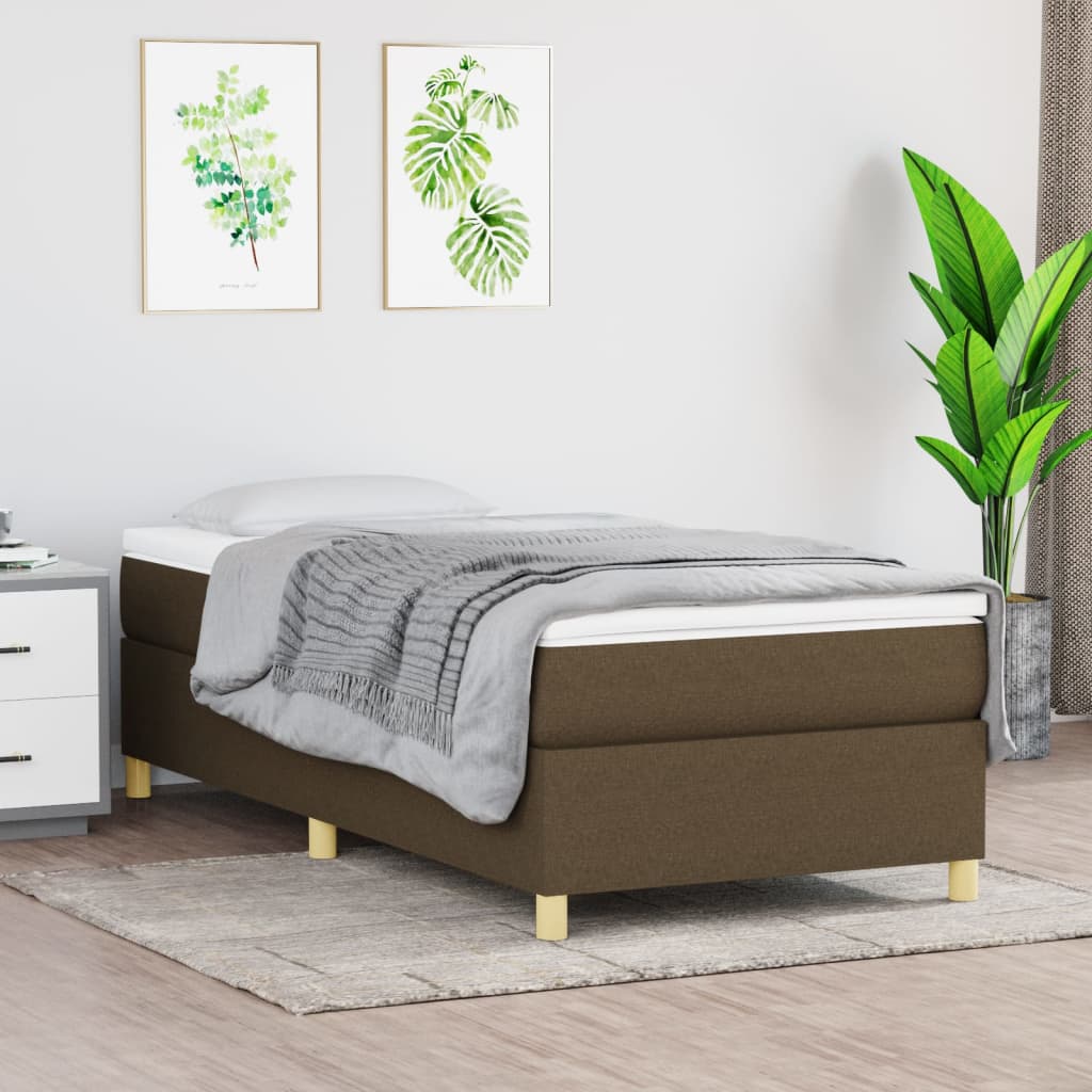 Okvir za krevet s oprugom tamnosmeđi 90x200 cm od tkanine