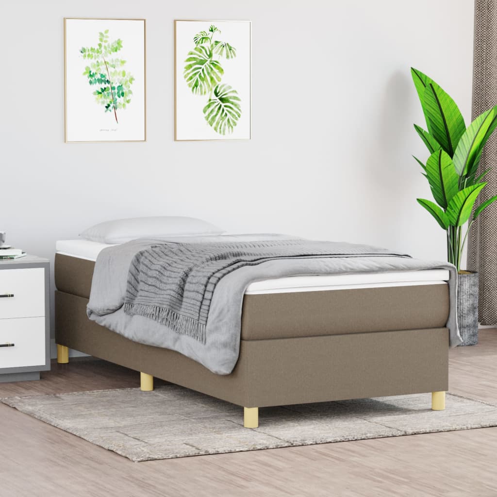 Okvir za krevet s oprugom smeđesivi 100 x 200 cm od tkanine