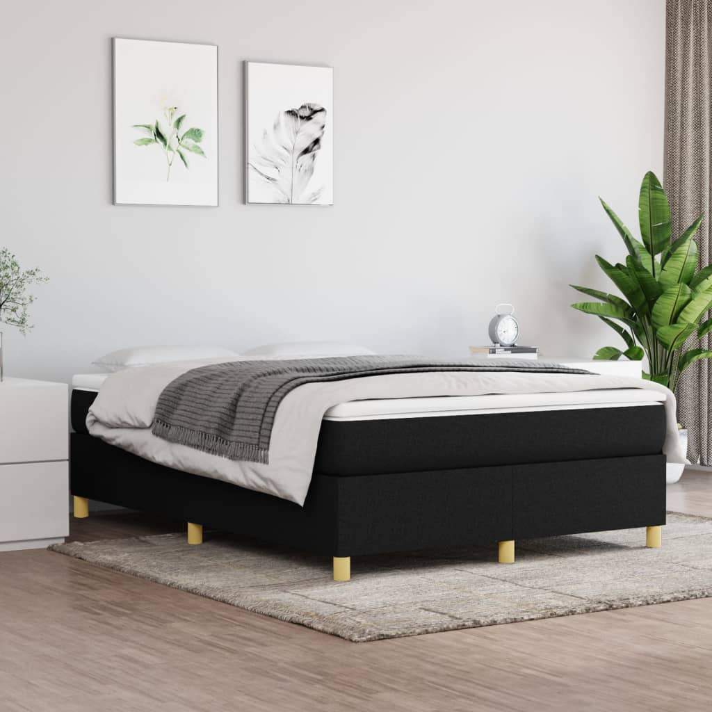Okvir za krevet s oprugom crni 140x200 cm od tkanine