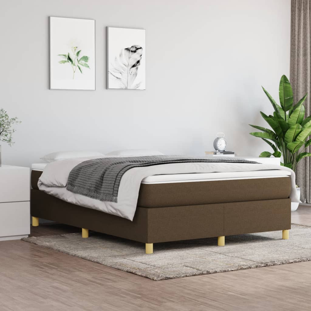 Okvir za krevet s oprugom tamnosmeđi 140 x 200 cm od tkanine