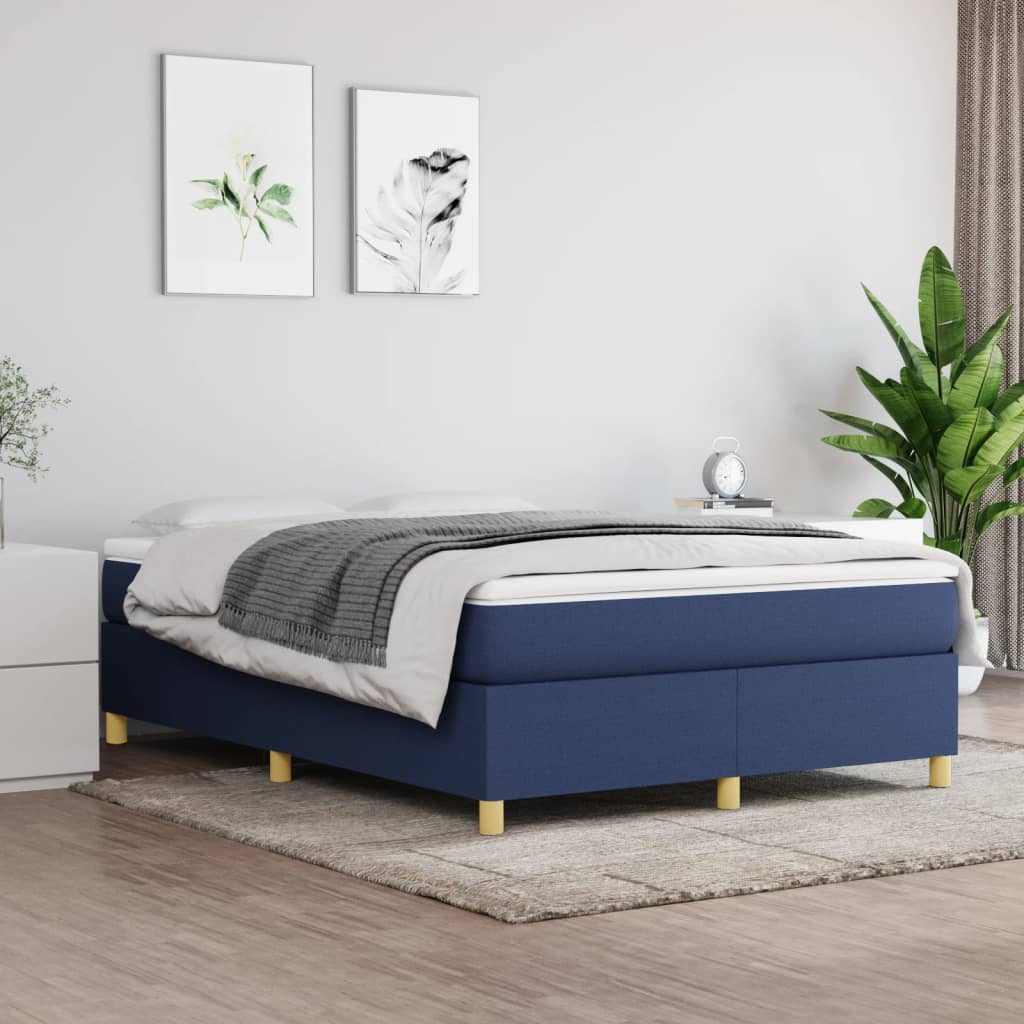 Okvir za krevet s oprugom plavi 140 x 200 cm od tkanine