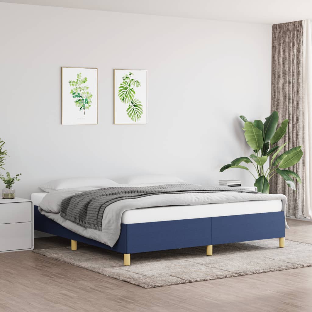 Okvir za krevet s oprugom plavi 160x200 cm od tkanine