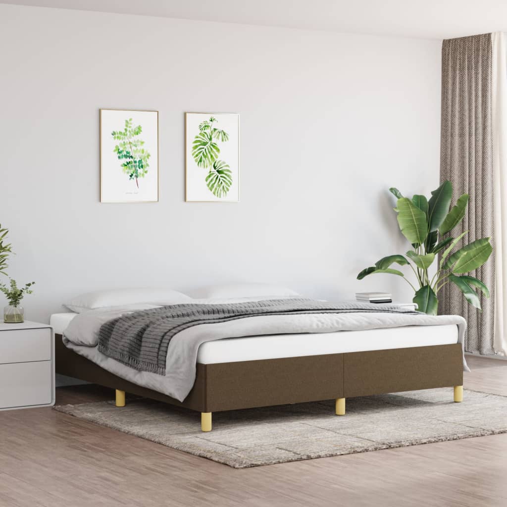 Okvir za krevet s oprugom tamnosmeđi 180x200 cm od tkanine