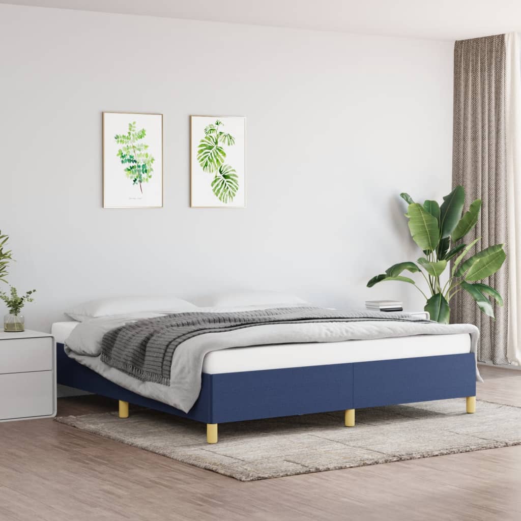 Okvir za krevet s oprugom plavi 180x200 cm od tkanine