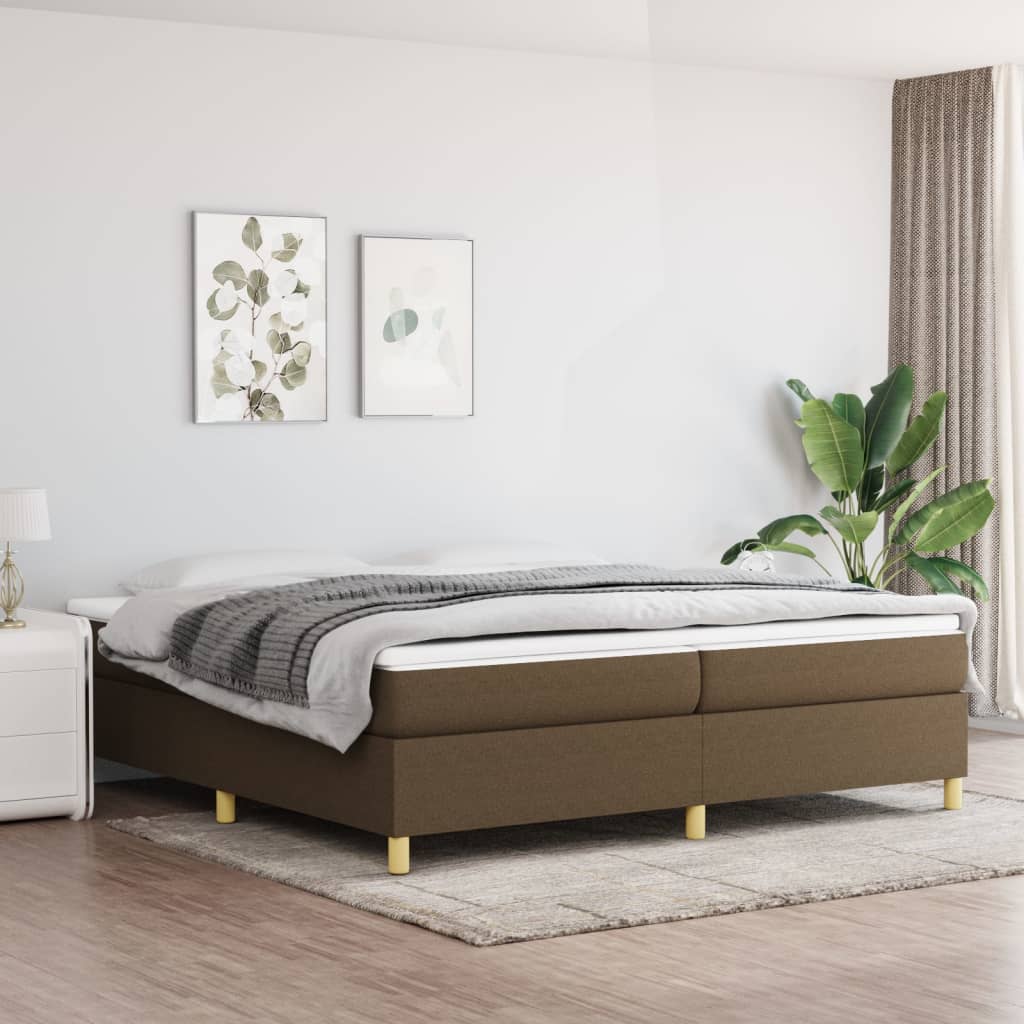 Okvir za krevet s oprugom tamnosmeđi 200x200 cm od tkanine