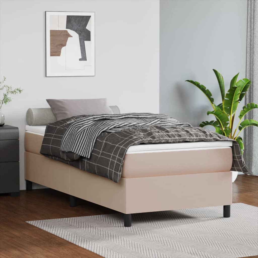 Okvir za krevet s oprugom boja cappuccina 90x190 cm od umjetne kože