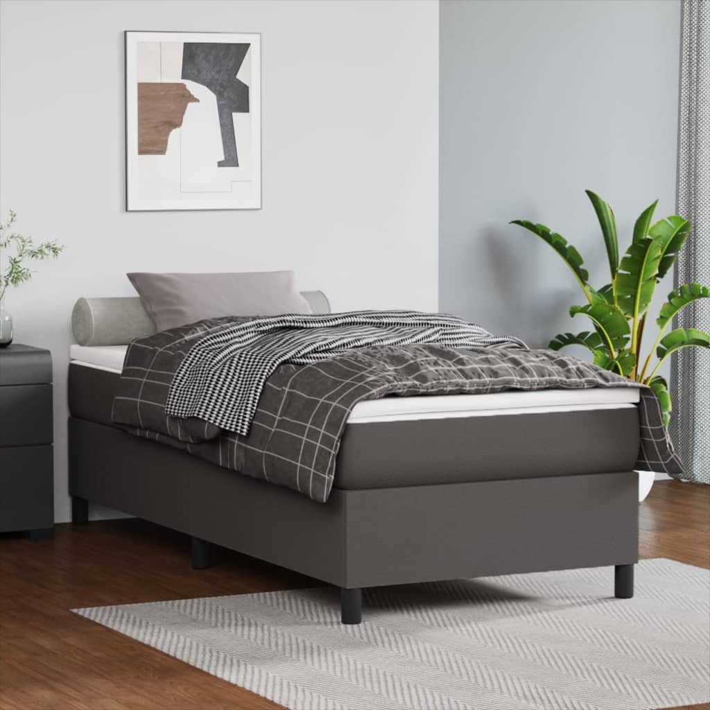 Okvir za krevet s oprugom sivi 100x200 cm od umjetne kože