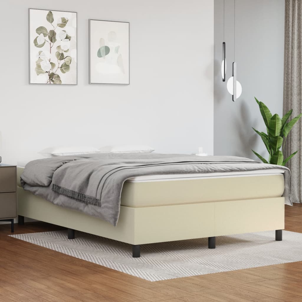 Okvir za krevet s oprugom krem 140x190 cm od umjetne kože